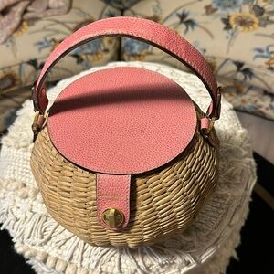 Kate Spade Wicker Pumpkin Basket Purse PINK